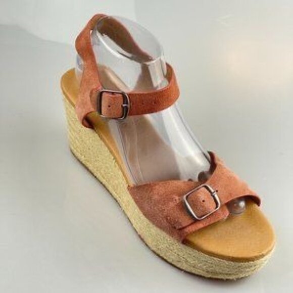 Lucky Brand Womens Orange Platform Wedge Sandals Size 10M Leather Upper Adjustab - Picture 5 of 11